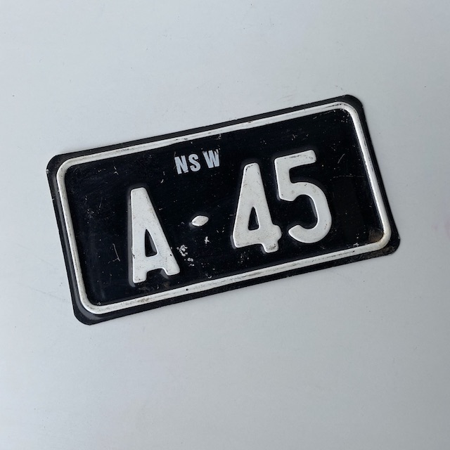 NUMBER PLATE, NSW - Black White Small A45 (Single)